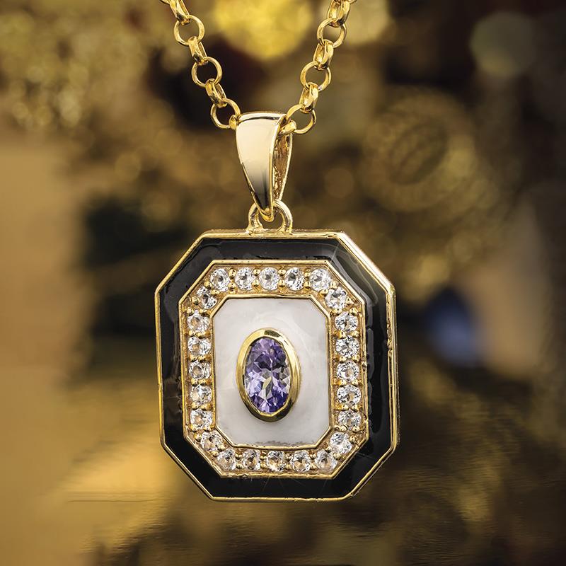 Deco Continental Pendant, Chain & Earrings